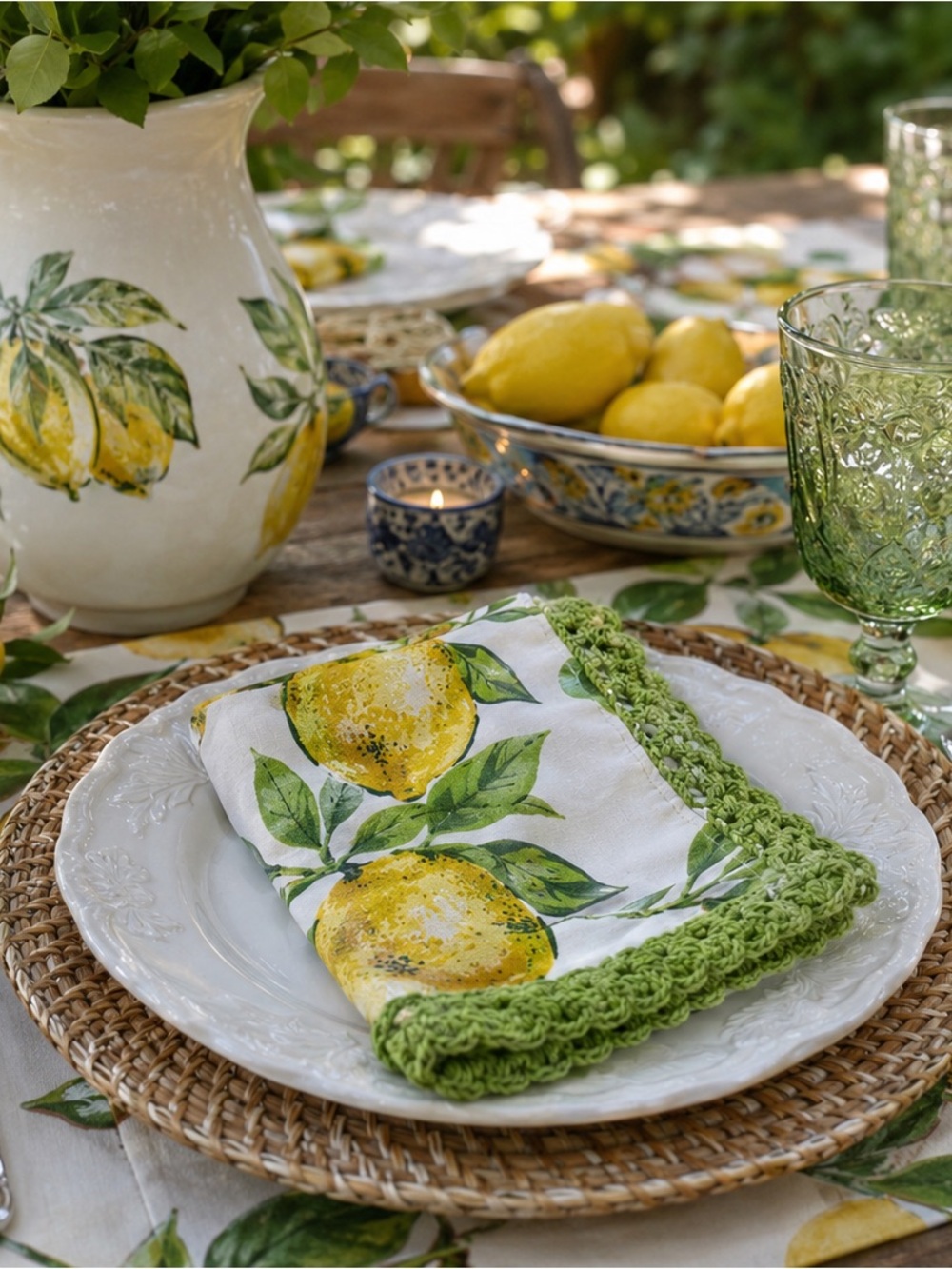 April Cornell Provençal-style lemon design cotton napkins (4) set